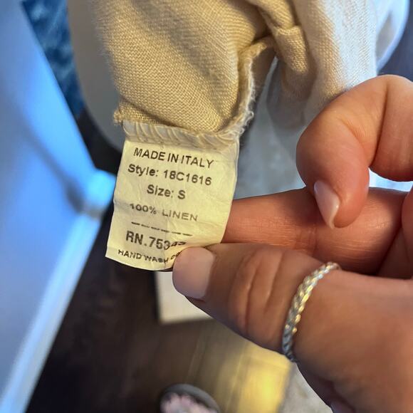 Francesca Bettini 100% Linen Top Size S Tank Peplum Ruffle Sleeveless - Picture 6 of 6